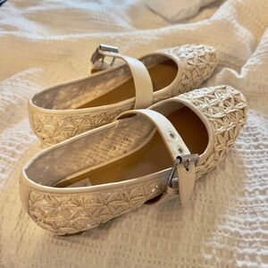 Dolce Vita Cream Woven Flats Mary Jane Flats with Strap